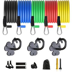 Wall Mount Workout Anchors with Bands - Resistance Band Wall Anchor for Home Gym Exercise, Strength Training & Family Fitness