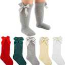 Baby Knee High Socks - 5 Pair Bow Ruffle Dress Style