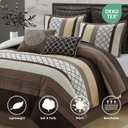 LANCO MODERN LIFESTYLE Queen Comforter Set, Brown Bedding Set, Jacquard Woven with Embroidery, 8 Pieces Bed in a Bag, Bed Skirt, Shams and Decorative Pillows