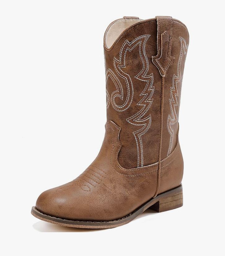 Girls Cowgirl Boots Unisex-Child Mid Calf Glitter Toddler Cowboy Boot Little Big Kids Western Riding Shoes Brown, Size 4