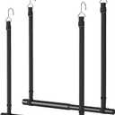 Hanging Closet Rod, Stepless Adjustable Width and Height Closet Rod Extender, Heavy Duty Closet rods for hanging clothes, Black Closet Hanging Rod Organizer Space-Saving & Anti-Slip