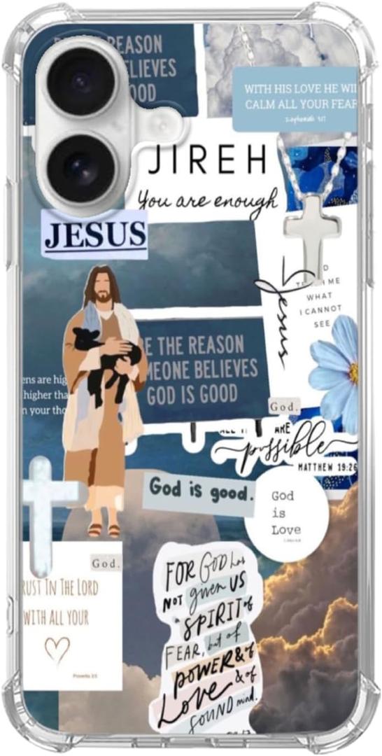 Blue Christian Aesthetic Phone Case Compatible with iPhone 17, Jesus Lamb God Phone Cover for iPhone 17