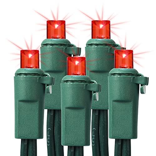 Brizled Red Christmas Lights, 33ft 100 LED 5MM Wide Angle Gentle Twinkle Christmas Lights, 120V UL Certified Connectable Xmas String Light Outdoor Xmas Tree Light for Tree Party Wedding Home Garden