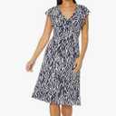 London Times Womens V-Neck Ruffle Sleeve Matte Jersey Dress Casual Summer Fun Easy Wear to Brunch Size 24W