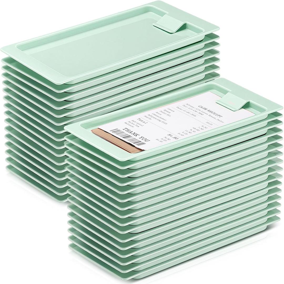 PerKoop 32 Pack Check Holders Check Presenters for Restaurant Plastic Guest Receipt Tip Trays Bill Credit Card Holder Waitress for Bars Hotels (Green)