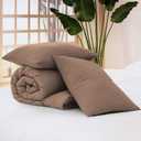 WRENSONGE King Size Comforter Set - 3 Pieces Brown Comforter Prewashed Soft Lightweight for All Seasons,Fluffy Down Alternative Comforter King Size with 2 Pillow Shams