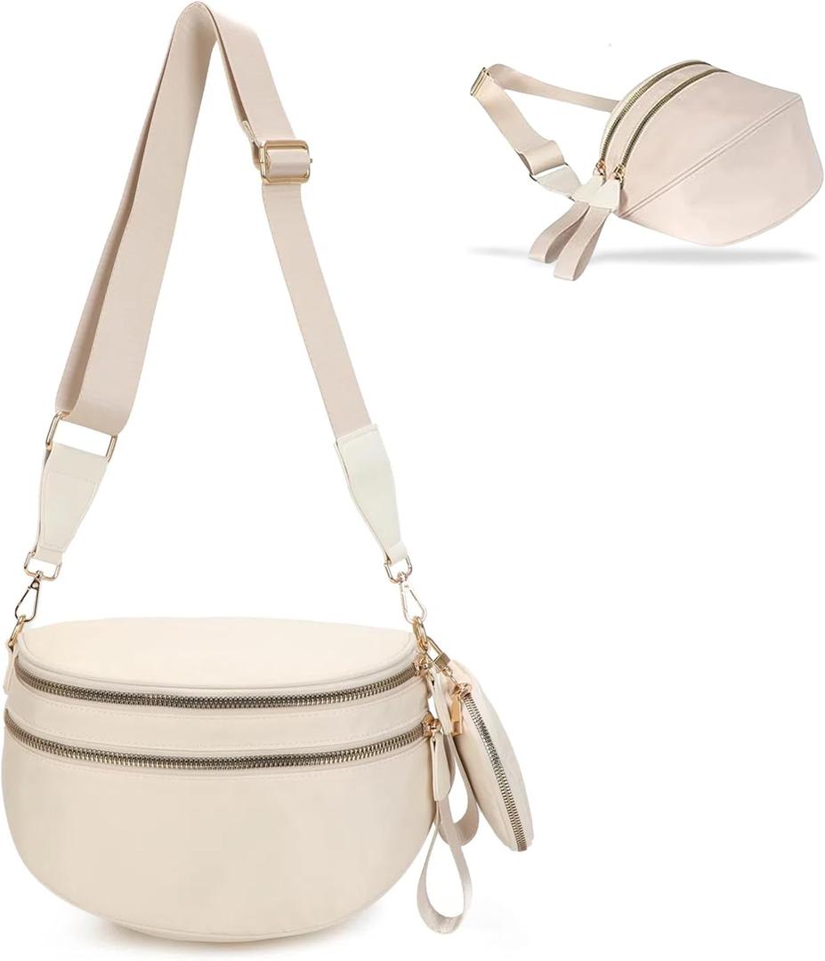 Checkered Crossbody Bum Bags for Women, Nylon Sling Bags with Shoulder Strap, Large Capacity Checkered Purse Bag