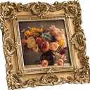 eletecpro 4x4 Vintage Picture Frame with Real Glass Cover, Ornate Antique Photo Frame, Display 4x4 Picture for Tabletop or Wall Hanging, Gold Home Decor for Gallery Art