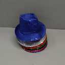 8 Pcs LED Lighted Sequin Fedoras Hats, Flashing Cowboy Hat, Lights Cowgirl Hat Bulk for Halloween Men Women Concerts Jazz Dance Party, 8 Colors