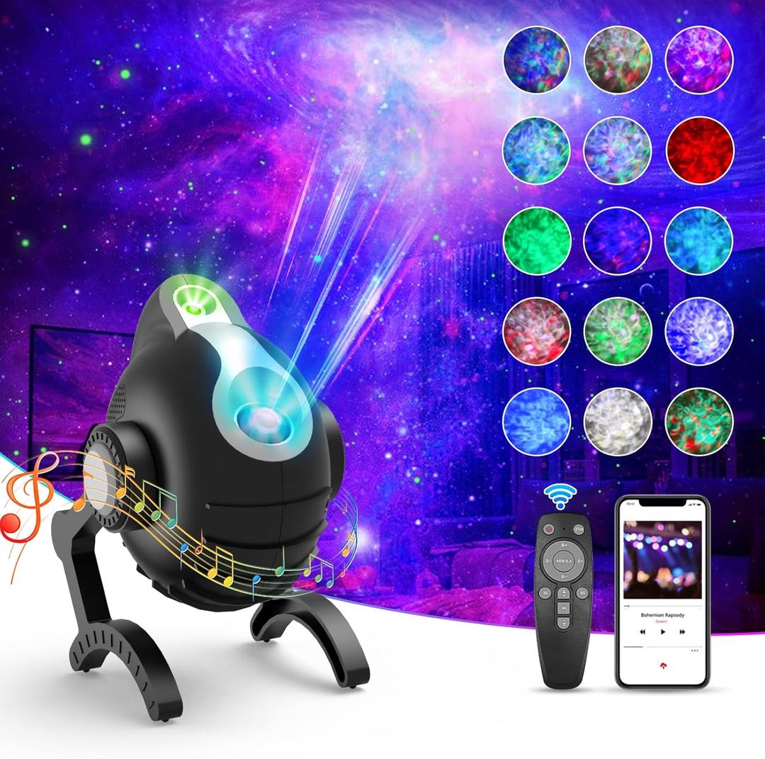 Star Galaxy Projector for Bedroom-Robot Dog Night Light with Starry Nebula Ceiling LED Lamp, Bluetooth Speaker and Remote Timer-Gift for Kids Adults Christmas Birthday Game Party -Black