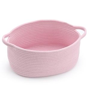 Happyiren Pink Basket Cute Basket for Girl Women, Perfect for Valentine's Day, Baby Shower, Birthdays Empty Basket for Gifts, Burr, Storage, Nursery, 13 x 9.8 x 5 inches