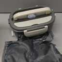 SOHIDA Electric Lunch Box, 12V/24V/110V Portable Food Warmer with SS Fork & Spoon for Car/Truck/Office, 80W Self Heating Lunch Box with 1.5L 304 Stainless Steel Container & 0.45L PP Fruit Box Beige