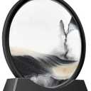 Liquid Motion Sandscape Round Moving Sand Art Sensory Toy Anxiety Fidget ADHD Relaxation Toy Home Office Desktop Decoration (Black, 7-in)