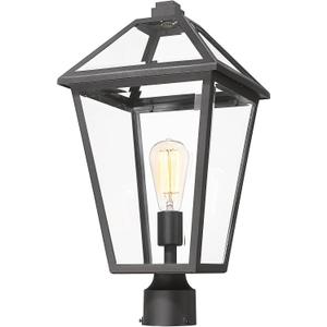 Luminzone Outdoor Post Lights Fixtures, Lamp Post Light Fixture Black Finish, Waterproof and Anti-Rust Aluminum Pillar Outside Lighting for Walkway, Driveway, Patio, Porch, 7H1P-L BK