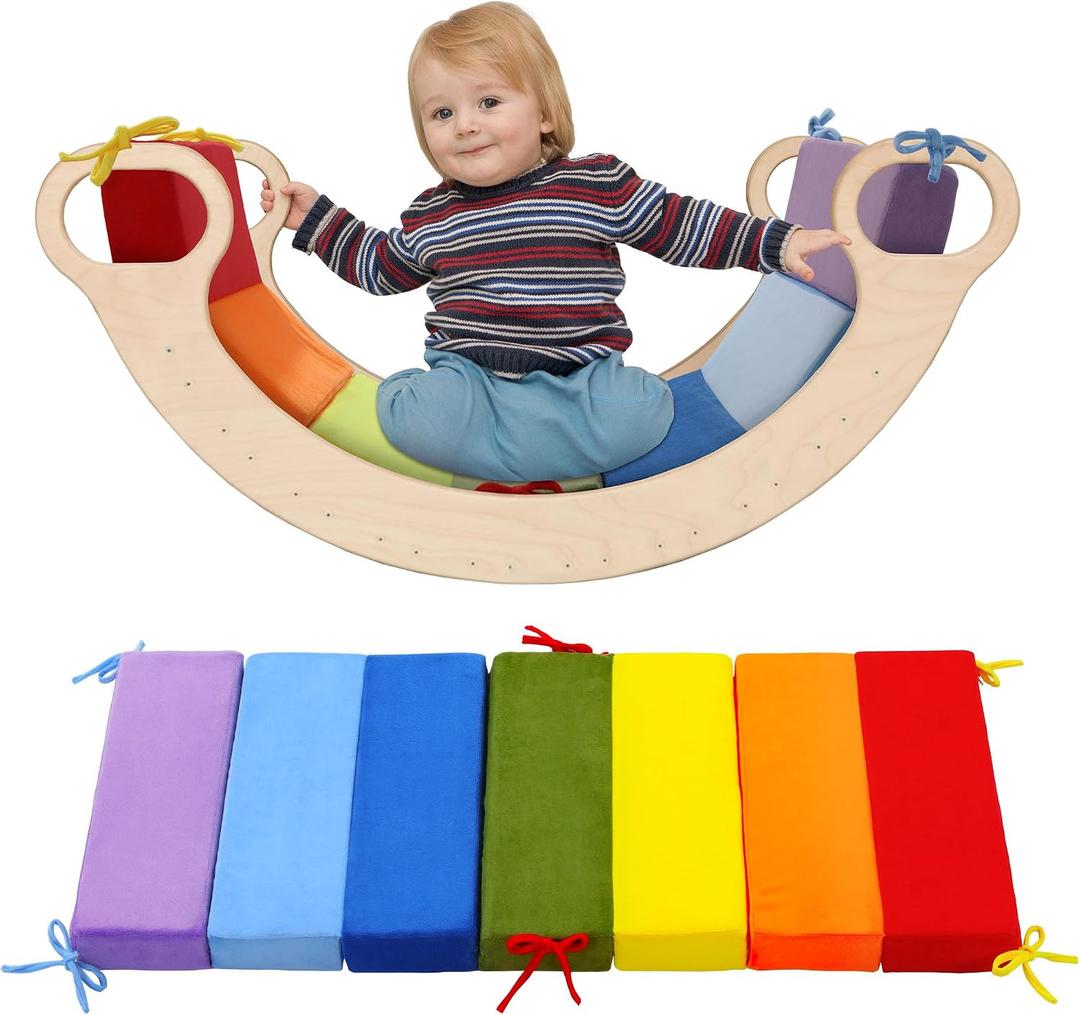 ROYALAY Rainbow Toddler Arch Climber Set - Climbing Arch & Cushion Floor Mats for Kids