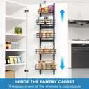 5-Tier Over the Door Pantry Organizer,Cabinet Door Organizer,Kitchen Pantry Door Organizers and Storage,Over the Door Spice Rack,Behind the Door Storage,Door Hanging Organizer,Black