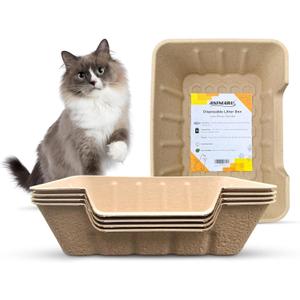 Disposable Litter Boxes (Jumbo - Low Entry, 4-Pack) (Brown)