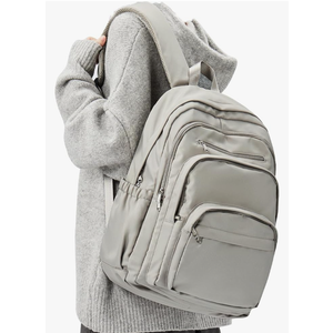 College Backpack for Women Men, Lightweight High School Bag With Lots of Pockets, Cute Bookbag for Teens Boys Girls, Casual Daypack (Gray Brown)