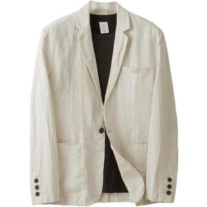 IDEALSANXUN Mens Linen Blazer Casual One Button Lightweight Suit Jackets Sports Coat (Khaki)