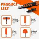 SISUPASSIE 20FT Reach High Ceiling Duster Kit, Window Cleaning kit with 3-12FT Extension Pole, Fan Duster for Ceiling Fan Blades, Microfiber Feather Duster, Rotatable Window Squeegee and Cobweb Duster