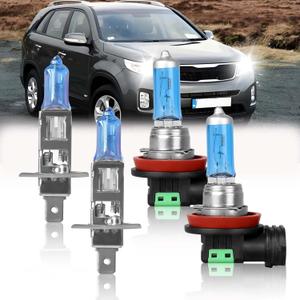 Fit for 2011-2013 Kia Sorento High Performance Halogen Headlight Bulbs,H1 High Beam + H11 Low Beam combo,100W,300% Brighter,IP68, plug and play,5500K White Light,4 pcs