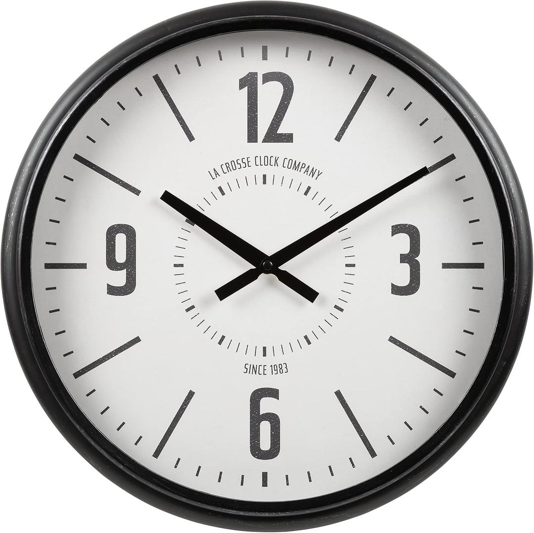 La Crosse Technology 16-Inch Sullivan Black Industrial Quartz Analog Wall Clock - 404-3041C