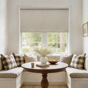 Oatmeal 100% Blackout Roller Shades for Window Room Darkening Thermal Insulated UV Protection Cordless Free-Stop Window Blinds for Bedroom Home Office Door Protect Privacy 55" W x 72" H