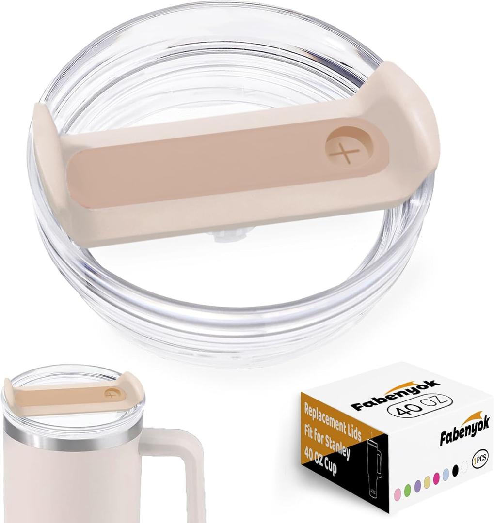 40 OZ Tumbler Lid Replacement Fit for Stanley Cup, 1 Pack Replacement Lids, Spill Proof Tumbler Covers for Stanley Cup Accessories (Clear - Rose Quartz)