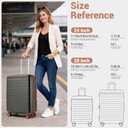 Kono 28 Inch Large Suitcase, Expandable for Long Trips, Impact-Resistant ABS+PC & Silent Wheels, Grey, Checked-large 28-Inch