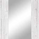 36 x 24 inches Wall Mounted Decorative Mirror, Rustic Wood Framed Rectangular Hanging Mirror with 4 Hangers for Farmhouse Bathroom, Entryway, Bedroom Dcor