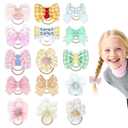 2 x 30 Pcs Baby Hair Ties, Kids Cute Bow Toddler Hair Ties for Little Girls No Damage, Toddler Bows for Girls Hair Accessories Products Elastics, Girl Scrunchies Bows Headband Flower Rubber Bands