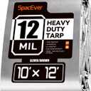 Tarp Heavy Duty 10x12 FT, 12 Mil Thick Large Tarps Water-Proof with Grommets, UV& Tear Resistant, Plastic Cover for Pool Roof Tent Outdoor Firewood, Silver/Brown