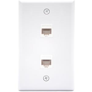 VCE Ethernet Wall Plate 2-Port, Cat6 Female to Female Wall Jack, RJ45 Keystone Inline Coupler Wall Outlet, White