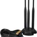 Eightwood 2.4GHz 5GHz Dual Band WiFi Antenna, 3 RP-SMA Connector WiFi 6 Antenna Magnetic Base for PC Desktop Computer, PCIe Network Card, Wireless Router, Mobile Hotspot