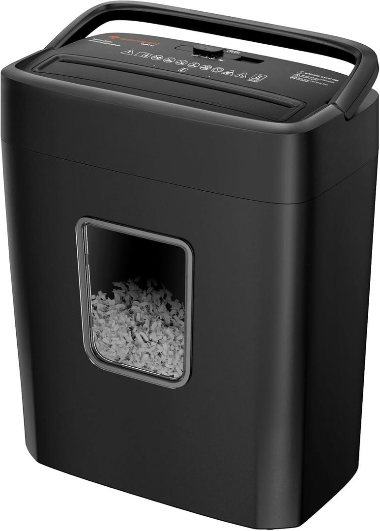 Bonsaii Paper Shredder, 8-Sheet Crosscut Shredder with 4.2 Gallon Bin Shred Credit Card/Mail/Staple/Clip for Home Office, P-4 Security Level 