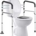 FSA/HSA Eligible Toilet Safety Rails - Adjustable Frame for Elderly & Disabled, Foldable Handicap Rails (300 LB)