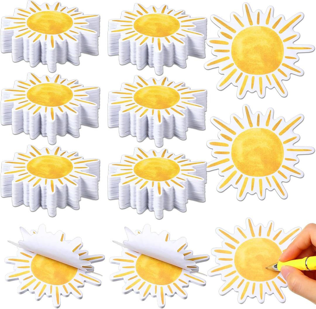 Eersida 24pcs Bohemian Sun Sticky Notes Self Adhesive First Trip Around The Sun Yellow Sticky Notepads Bulletin Board Decor for Office Classroom Party Bulletin Board Wall Chalkboard Home Wedding Decor