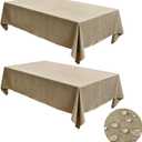 Fitable Linen Tablecloths for Rectangle Tables: Water & Stain Resistant Farmhouse Table Cloth, Washable Burlap Textured Table Covers for Kitchen Dining Party(2 Pack, 60x84 Inch, Khaki)