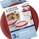 Anchor Hocking Replacement Lids for Glass Food Storage, 4 Cup Round, Set of 3 (Also Compatible with Pyrex Glass Food Storage)