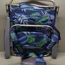 Suteck Beach Chair, Adjustable 5-Position Backpack Beach Chairs for Adults Kids, Foldable Lay Flat Chair with Cooler Bag, Cup Holder and Lumbar Pillow, Reclining Lay Down Chairs (1, Blue&Green)