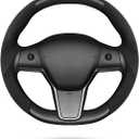 Shademax Custom-Fit for Tesla Steering Wheel Cover, Tesla Model Y 2020-2025 /Model 3 2017-2023Suede Steering Wheel Cover Protector, Non-Slip, Model Y/3 Accessories (Black)