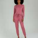 Real Essentials 2 Pack: Women's Soft Long Sleeve Sleep Set - Comfortable Lounge Pull Over Hoodie and Henley Jogger