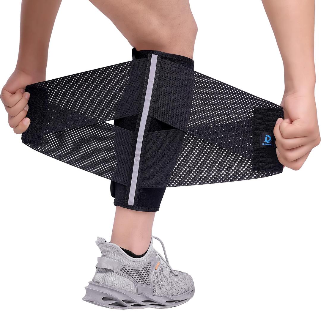 Calf Brace Compression Sleeve for Torn Calf Muscle fit Men & Women, Innovative 2 Layer Elastic Bandage for Legs adds Extra Pressure for Strain, Swelling, Cramps, Varicose Vein -L/XL