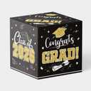 4 x Graduation Card Box Class of 2026 - Black and Gold Money Gift Box Holder for Party, Approx 9x9 Inch Large Foldable Cardboard Voting Box for High School College Grad Decorations, Congrats Grad