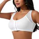Bras for Women, Womens Sports Bra, Front Closure Bras, Comfort Support Wirefree Bra with Adjustable Straps (US, Alpha, Medium, Regular, Regular, White)