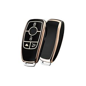 Mercedes Benz Car Key Case Cover for Mercedes Benz S Class TPU (Black-Gold Edge)
