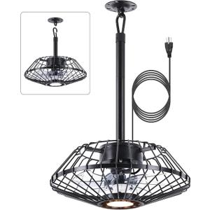 Outdoor Ceiling Fans with Light for Patios Gazebo, 15" Weatherproof Plug in Ceiling Fan, Gazebo Fan Remote, 3CCT Dimmable,Caged Ceiling Fan with Hanging Hook for Porch, Pergola,Canopy, Black