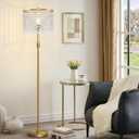 Upgraded Dimmable Crystal Floor Lamps for Living Room, 1000LM LED Bulb Included, Standing Lamp with Knob Switch, Tall Gold Pole Light for Bedroom Nursery Office Corner Reading