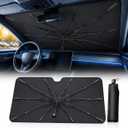2026 Upgraded DooGooCoo Windshield Sun Shade Umbrella for Car, Reinforced Frame, UV Block Heat Shield, Keeps Interior Cooler, Foldable Front Windshield Cover, Large (61"x35")