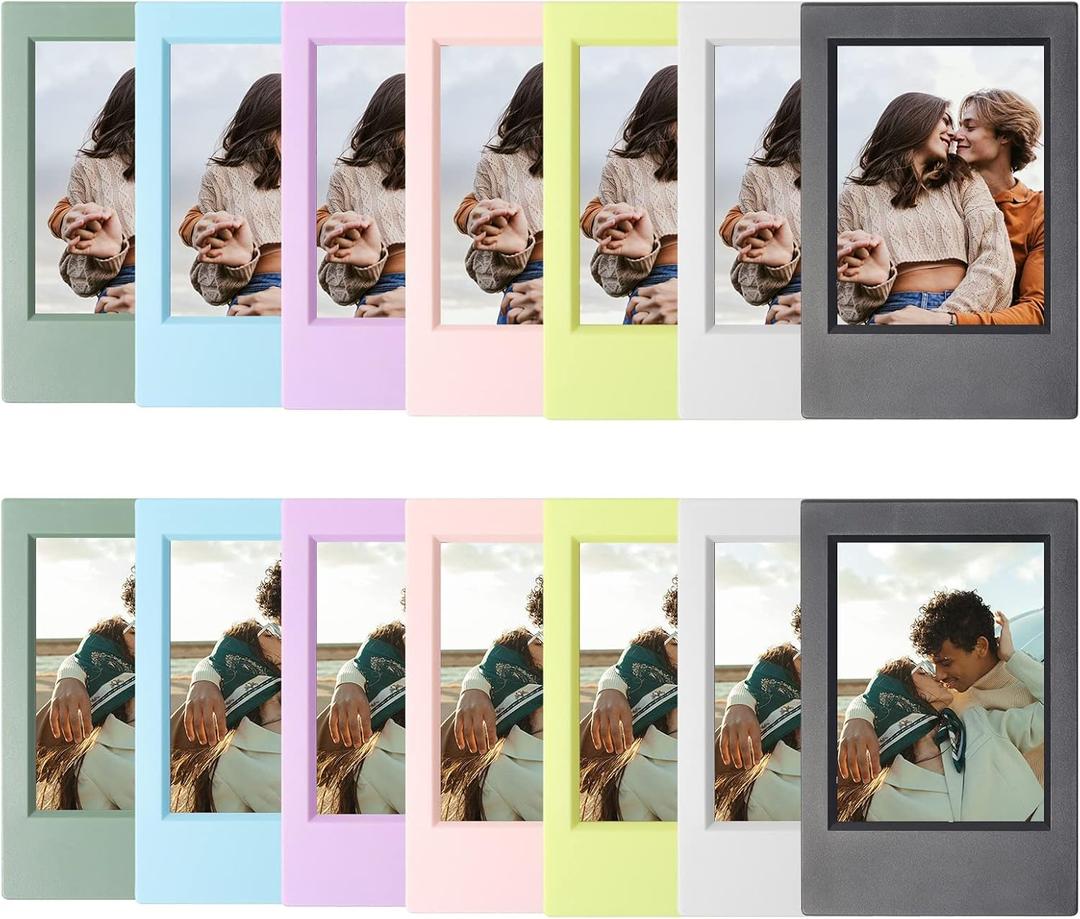 Mini 3 Inch Photo Picture Frames for Fujifilm Instax Mini 12/11/99/90/9/8/7+/EVO Colorful Polaroid 2.15x3.4 Inches Frame Wallet Size Photo Desktop Display (14 Pack)